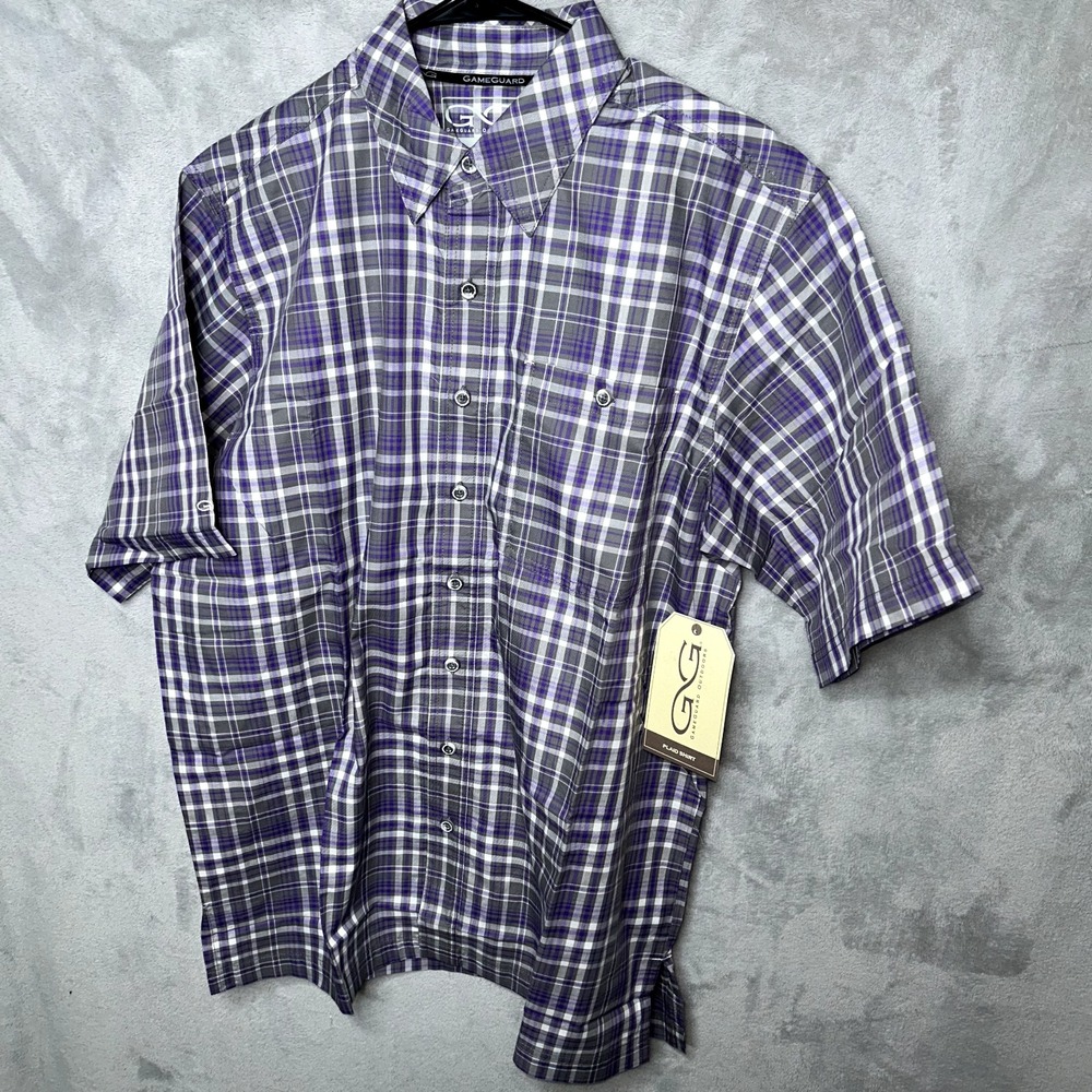 GameGuard Shirt Mens  L Purple Vented Fishing Outdoor Button Down 1719 NWT
